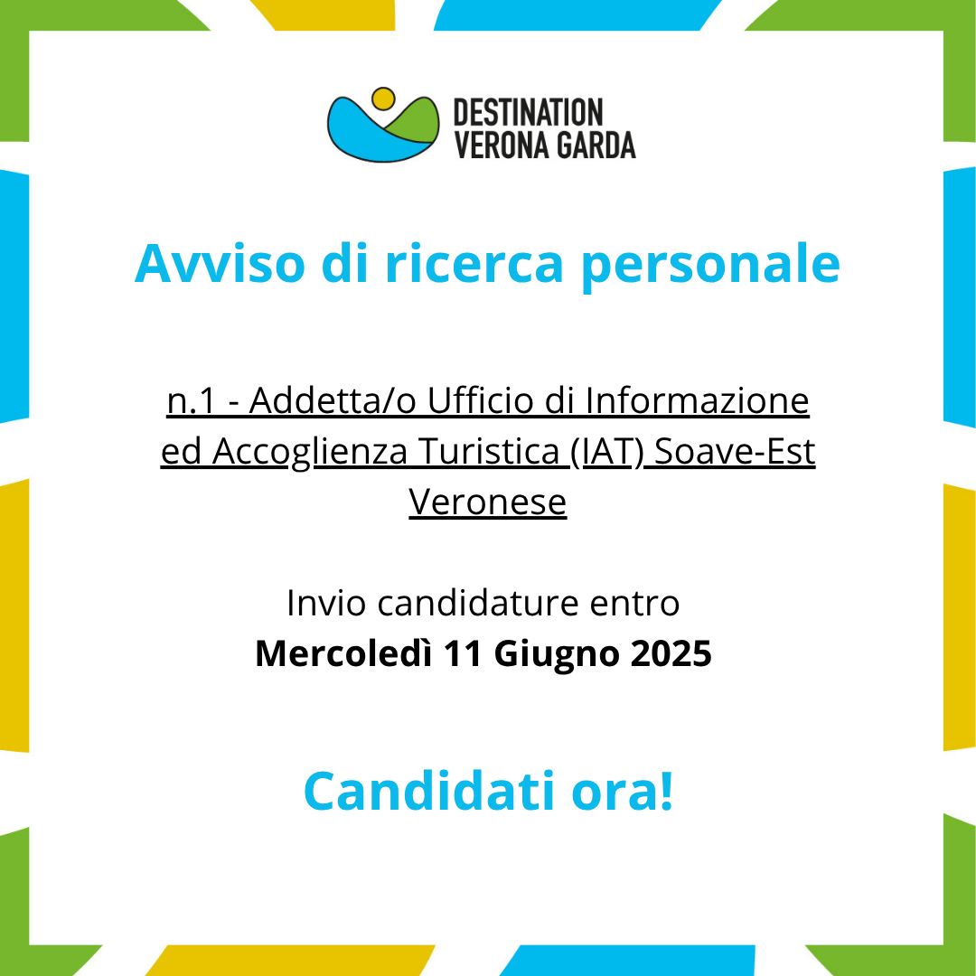 Avviso di ricerca personale per addetta/o Ufficio IAT Soave-Est Veronese - ATTIVO